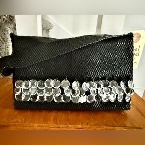 T.J.Maxx Black metal mesh Mini Bag with Crystal Embellishments